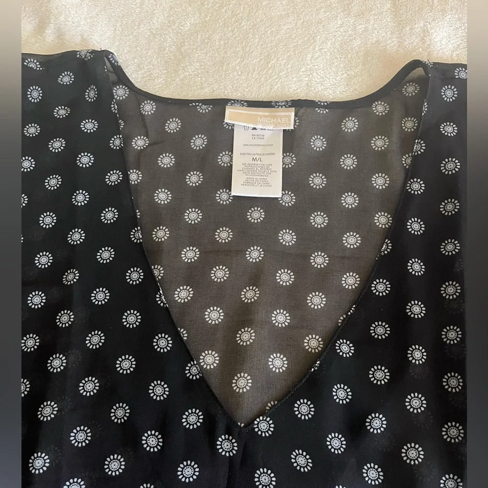 Michael Kors‎ Black and White Floral Semi-Sheer Top tunic.Sz M/L